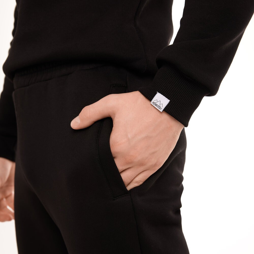 Чоловічі штани джогери з кишенями чорні Pobedov 007 ЗИМА, укр, укр