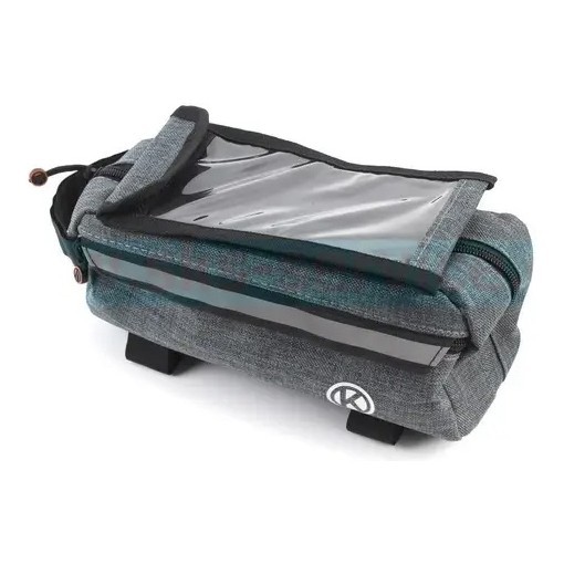 Сумка на раму с отделением для смартфона 160х80мм, светоотражающие полосы, креп. на липучке, серая