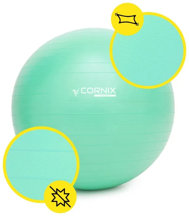 М'яч для фітнесу (фітбол) Cornix 55 см Anti-Burst XR-0360 Mint