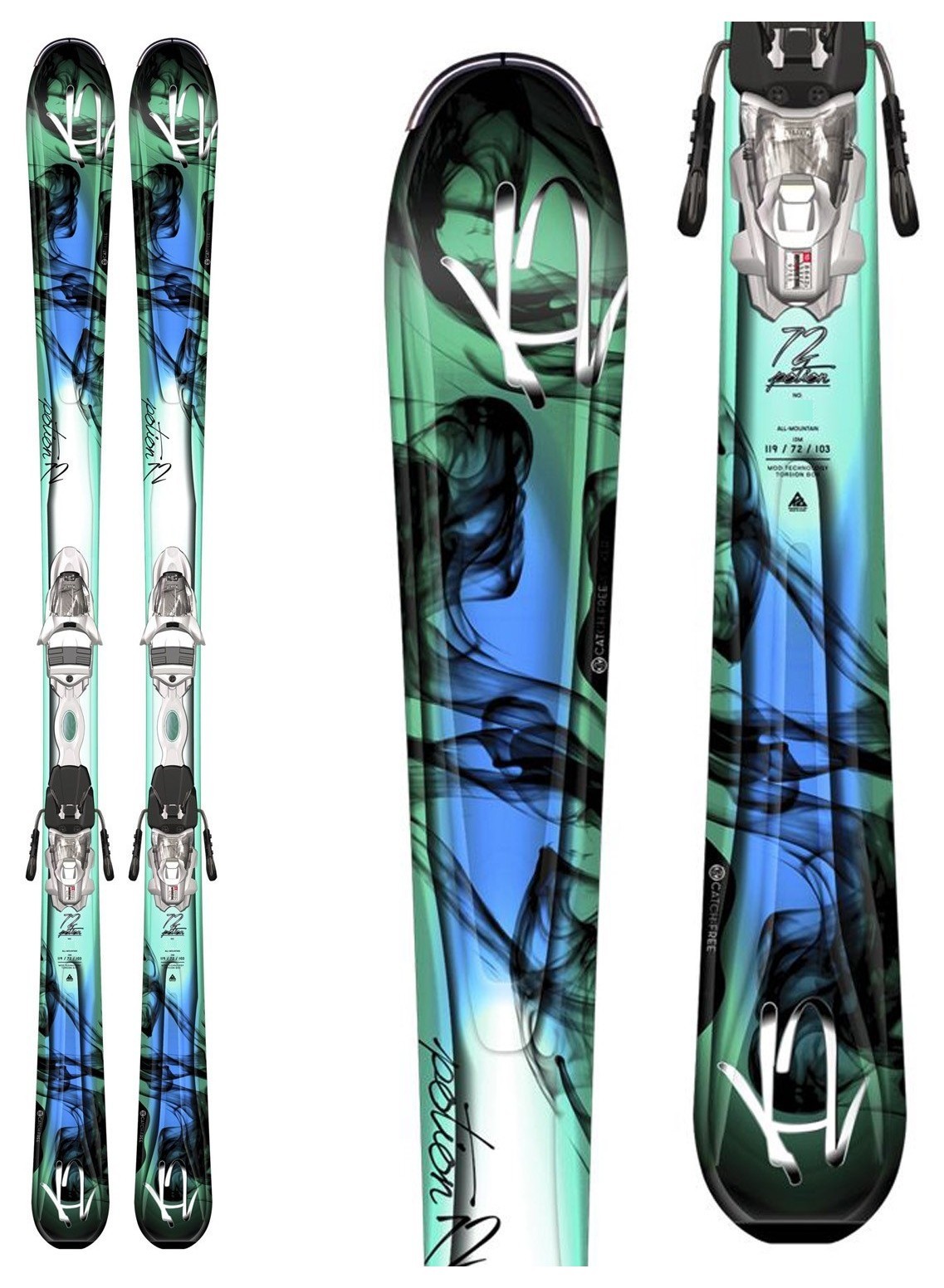 Ліжі гірські комплект K2 POTION 72 ERP 10+MOD 10.0 ERP 146см Blue/turquoise/white/black (1040611.122.1+1031014.122.1)