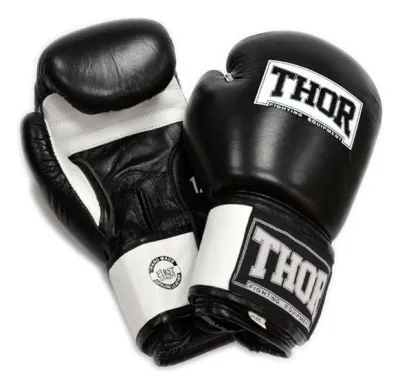 Перчатки боксерские THOR SPARRING 10oz / кожа / черно-белые