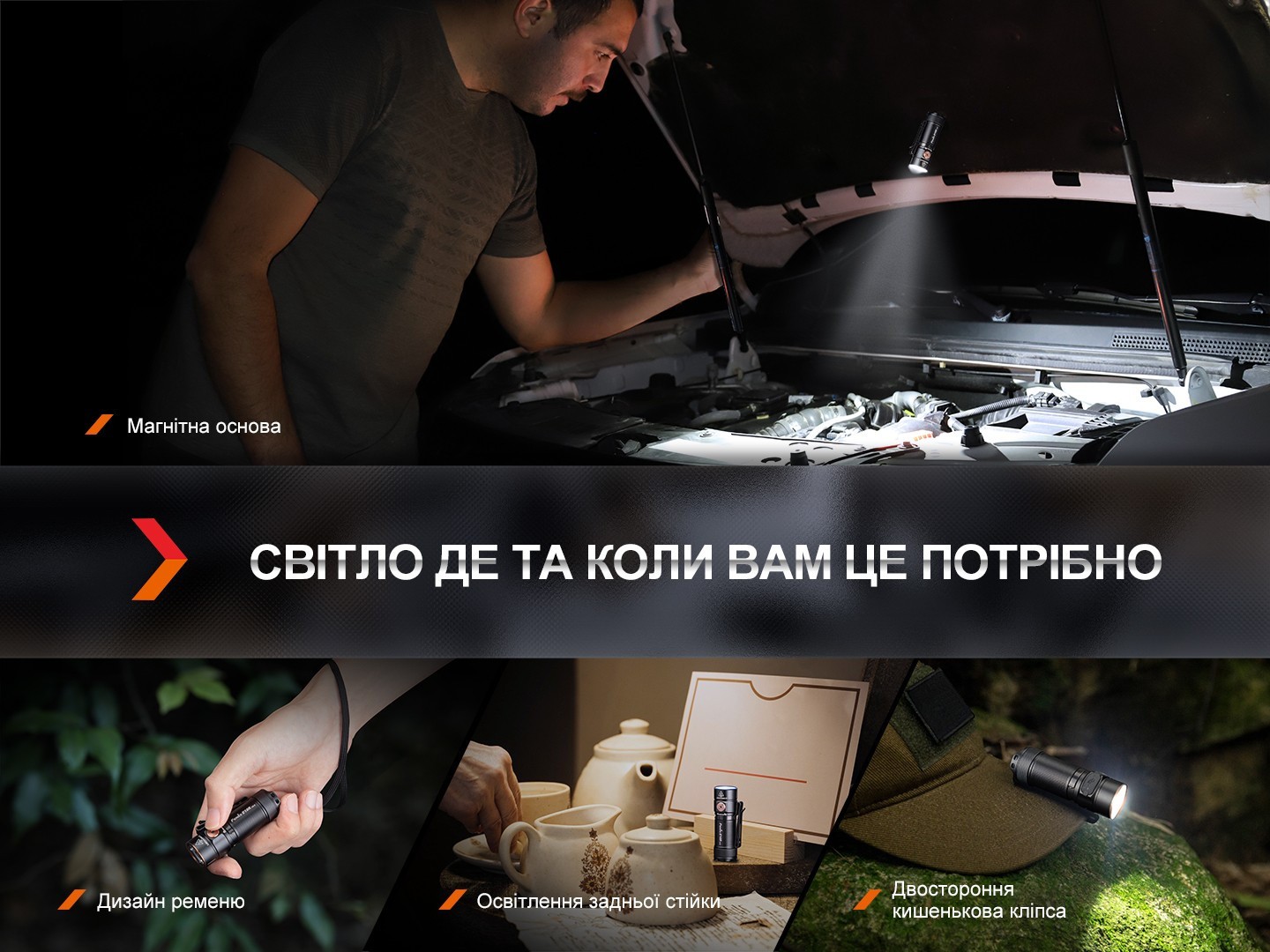 Ліхтар ручний Fenix E18R V2.0, укр, укр