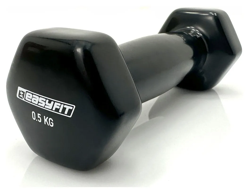 Гантель для фітнесу 0.5 кг EasyFit із вініловим покриттям чорна (Чорний)