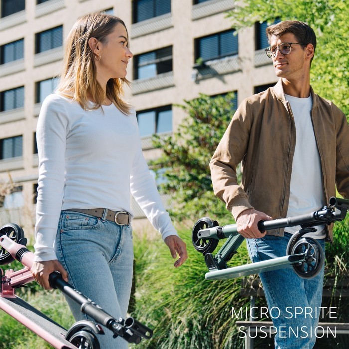Самокат MICRO серії "Sprite Suspension" - РОЖЕВИЙ (складаний, до 100 кг (kg), двоколісний), укр, укр