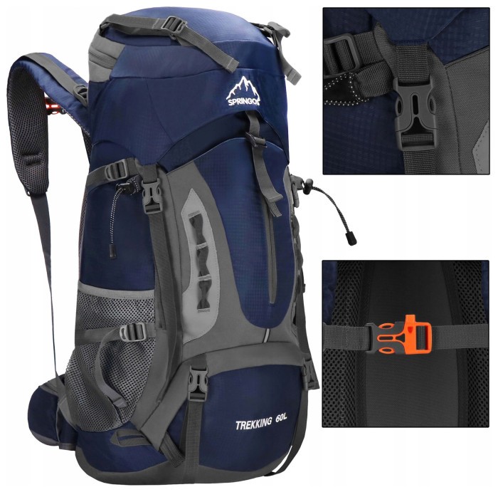 Рюкзак туристичний Springos 60 л CS0129 Navy Blue/Grey