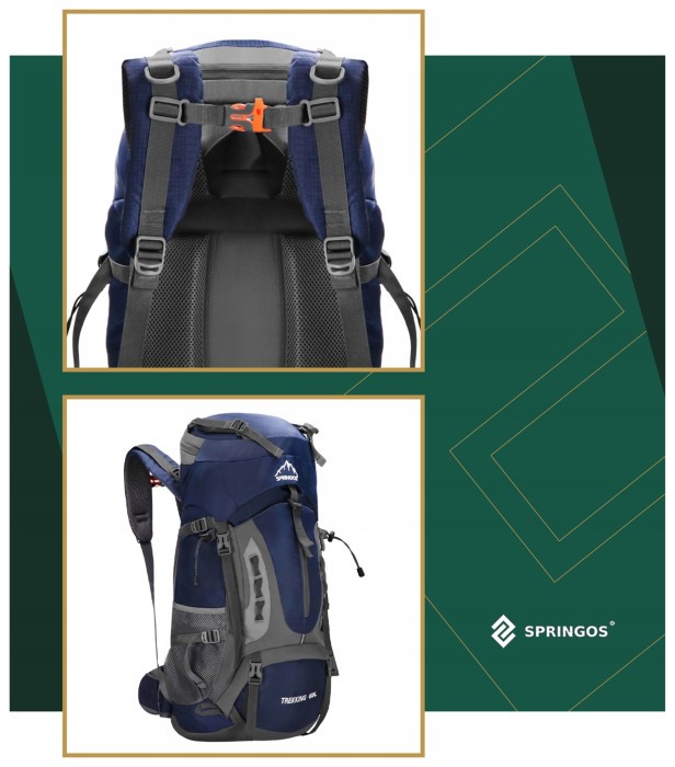 Рюкзак туристичний Springos 60 л CS0129 Navy Blue/Grey