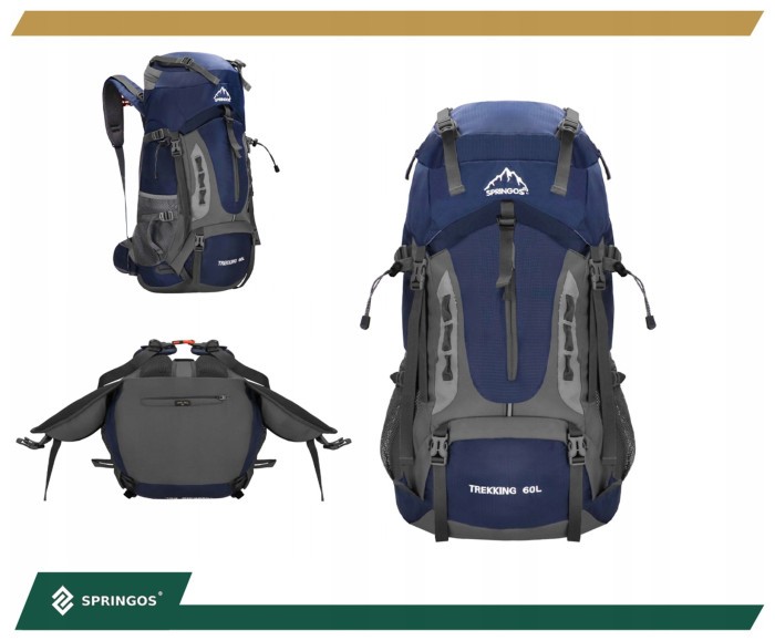 Рюкзак туристичний Springos 60 л CS0129 Navy Blue/Grey