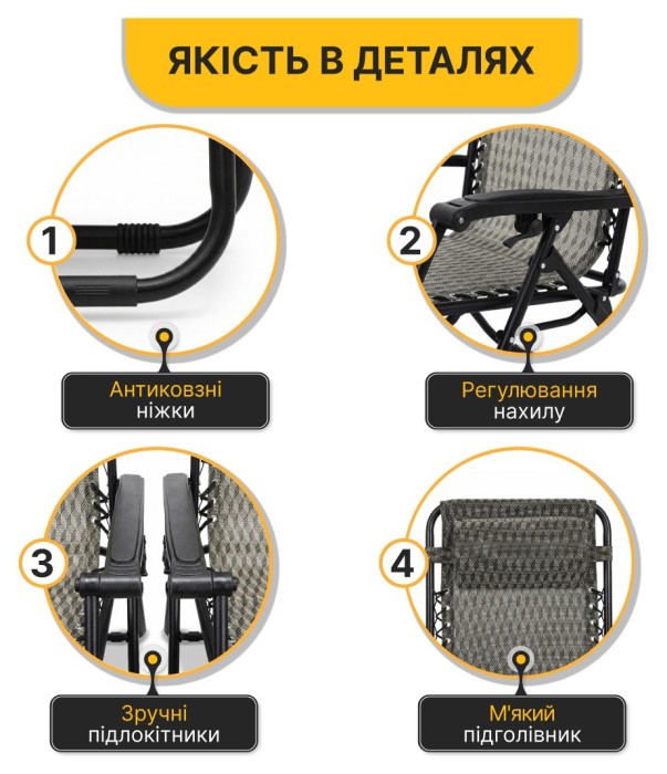 Комплект 2-х раскладных кресла-шезлонга + столик Zero Gravity LEOBRO Plaid (LB-ZGT-F3-PLD)