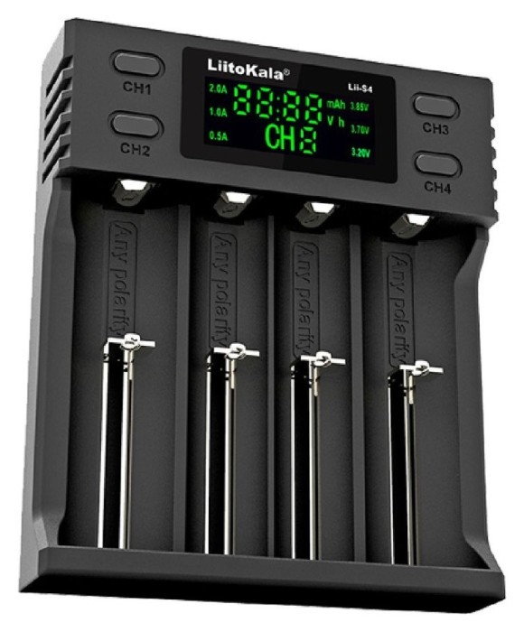 Зарядное устройство для Liitokala Lii-S4, 4 канала, Ni-Mh/Li-ion/LiFePo4, USB, LCD, Box