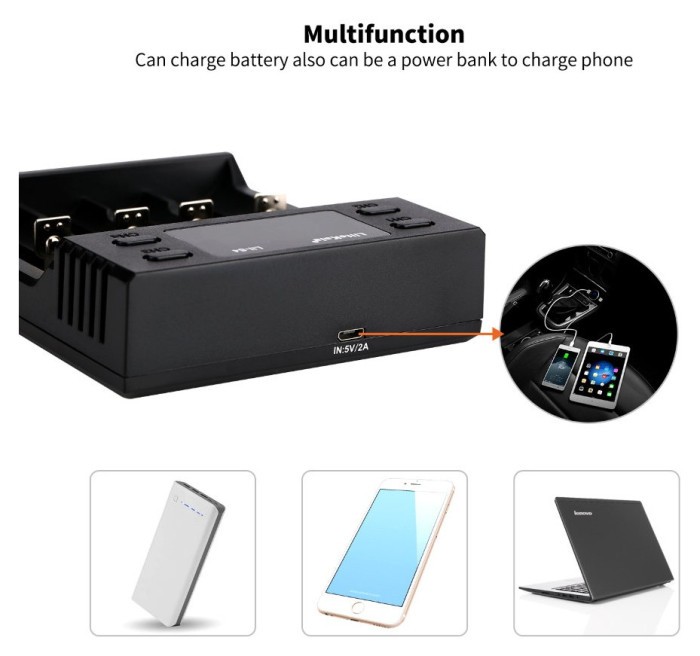 Зарядное устройство для Liitokala Lii-S4, 4 канала, Ni-Mh/Li-ion/LiFePo4, USB, LCD, Box