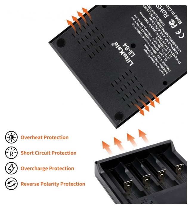 Зарядное устройство для Liitokala Lii-S4, 4 канала, Ni-Mh/Li-ion/LiFePo4, USB, LCD, Box