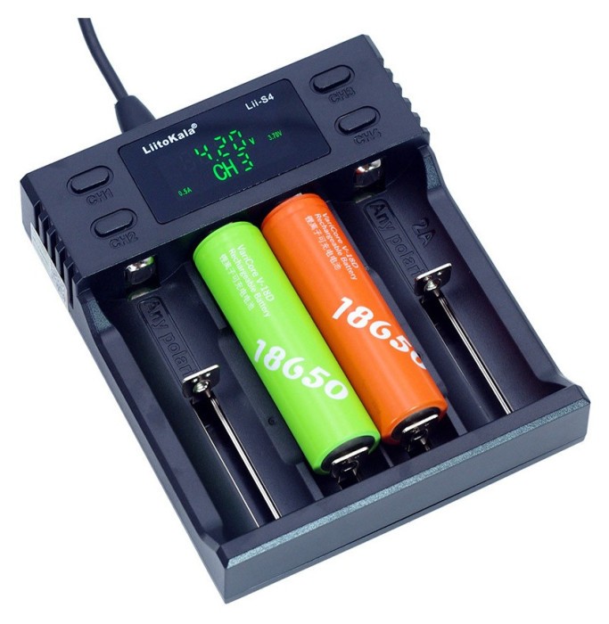 Зарядное устройство для Liitokala Lii-S4, 4 канала, Ni-Mh/Li-ion/LiFePo4, USB, LCD, Box