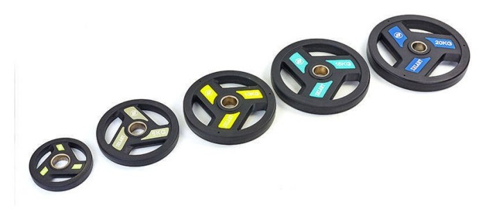 Млинці (диски) поліуретанові з хватом та металевою втулкою d-51мм Zelart TA-5344-15 15кг (чорний)