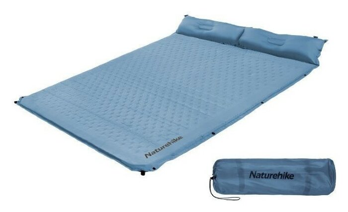 Матрац туристичний із подушкою, самонадувний двомісний Naturehike CNH22DZ013, 196x132x3 см, блакитний, укр, укр
