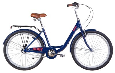 Велосипед AL 26" Dorozhnik RUBY планет. рама-17" темно-синій з багажником зад St, з крилом St 2022 SHIMANO NEXUS