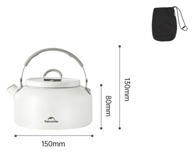 Чайник з керамічним антипригарним покриттям Naturehike CNK2450CF013 0,8 л, алюміній, білий