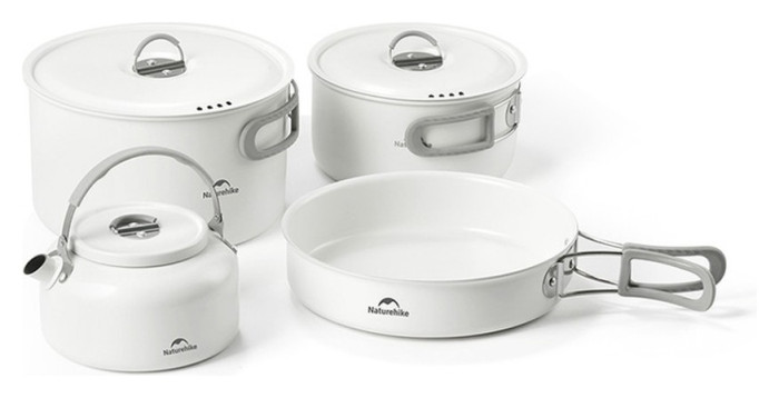 Чайник з керамічним антипригарним покриттям Naturehike CNK2450CF013 0,8 л, алюміній, білий