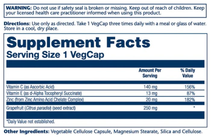 Grapefruit Seed Extract 250mg - 60 vcaps