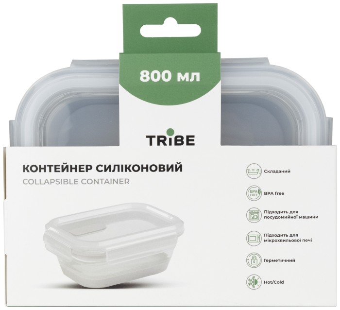 Контейнер Tribe Collapsible Container 800 мл силіконовий T-FF-0028, mint, укр, укр
