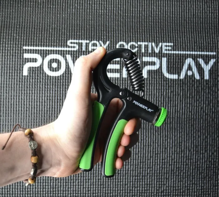 Эспандер кистевой PowerPlay PP-4323 с регулируемой нагрузкой 10-40 кг. Strength Grip Черно-зеленый