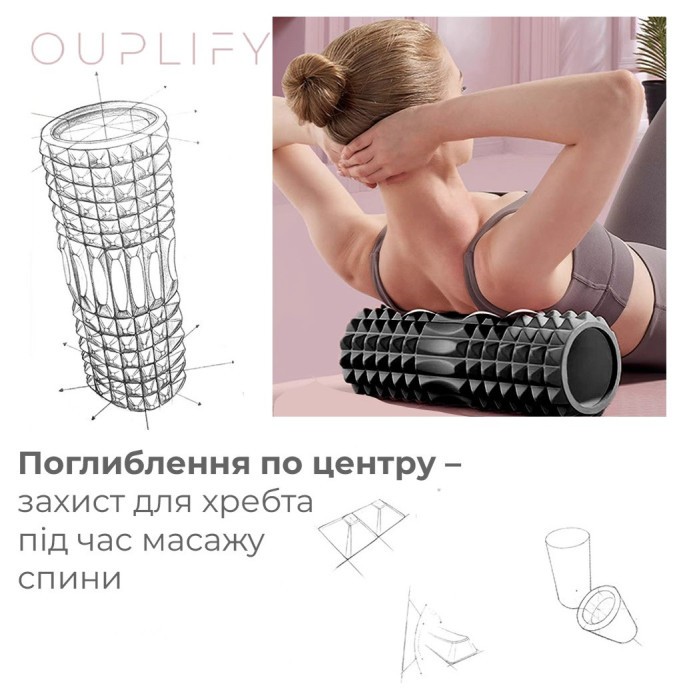 Массажний ролик (ролер) PowerPlay 4405 EVA Massage Roller Чорний (33x12см.)
