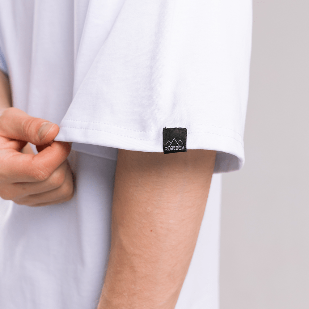 Однотонна біла футболка для чоловіків. Чоловіча біла футболка оверсайз Pobedov Nude, укр, укр