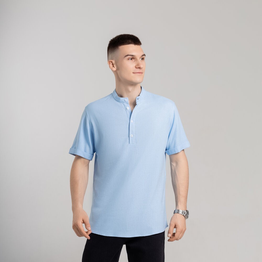 Чоловіча сорочка з коротким рукавом блакитна Pobedov Molodist'