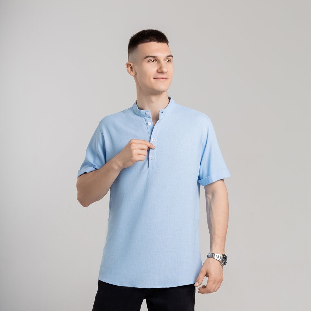 Чоловіча сорочка з коротким рукавом блакитна Pobedov Molodist'