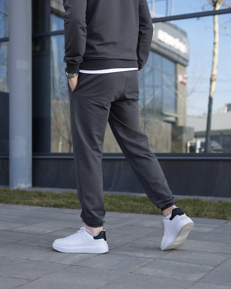 Мужские брюки джогеры с карманами темно-серые Pobedov 95