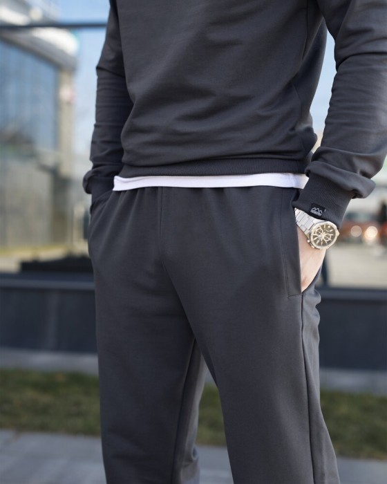 Мужские брюки джогеры с карманами темно-серые Pobedov 95