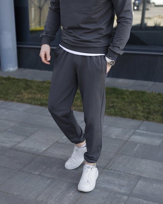 Мужские брюки джогеры с карманами темно-серые Pobedov 95