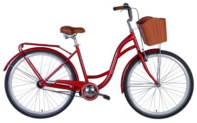 Велосипед ST 28" Dorozhnik AQUAMARINE тормозная рама- с багажником задн St с корзиной Pl с крылом St 2024 (бордовый)