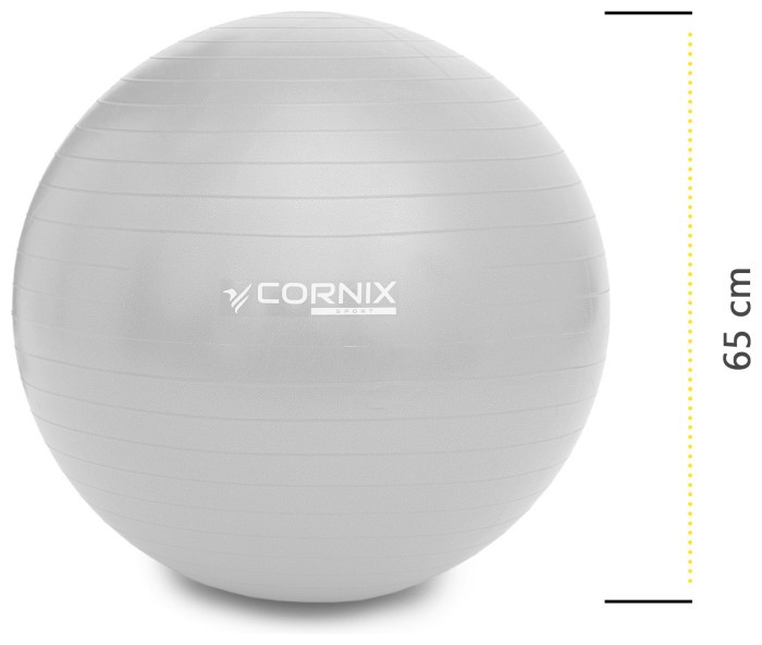 М'яч для фітнесу (фітбол) Cornix 65 см Anti-Burst XR-0362 Silver