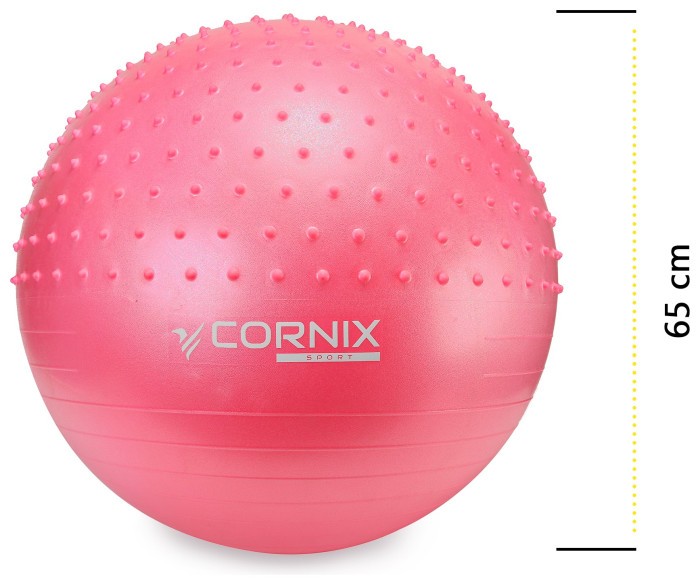 М'яч для фітнесу (фітбол) Cornix 65 см напівмасажний Anti-Burst XR-0477 Pink
