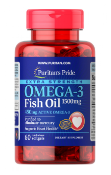 Omega-3 Fish Oil Extra Strength 1500 mg (450 mg Active Omega-3) 60 Softgels, укр, укр