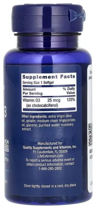 Vitamin D3 25 mcg (1000 IU) - 250 softgels