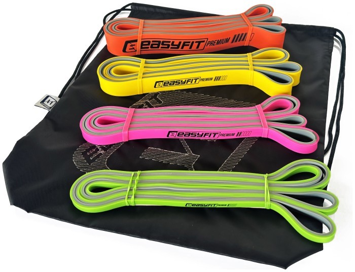 Набор двухслойных резинок для подтягивания EasyFit Premium 2-45 кг (4 шт.)