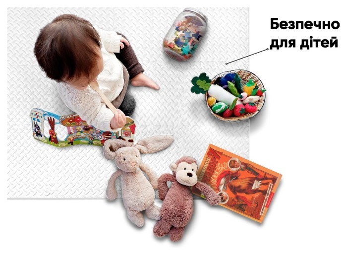 Татами мат EasyFit SwallowTail 4 шт (60х60х1 см) пазл хвост ласточки белый