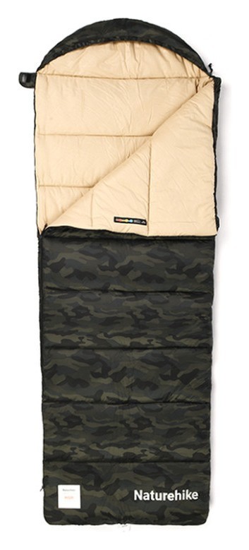 Спальний мішок з капюшоном Naturehike M320 CNK2350WS023, зелений камуфляж, правий, укр, укр