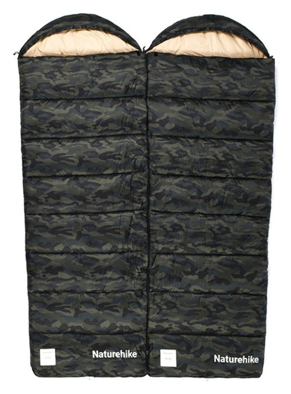 Спальний мішок з капюшоном Naturehike M320 CNK2350WS023, зелений камуфляж, правий