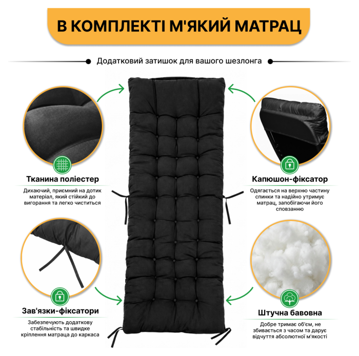 Розкладне крісло шезлонг LEOBRO Zero Gravity Premium Plus Black (LB-ZGC-K2-BLK)
