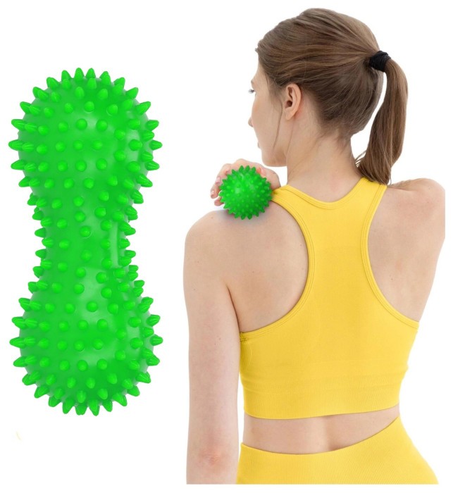 Массажный мяч двойной с шипами 4FIZJO Spike+ 7 x 16 см Green (P-5905973403351)