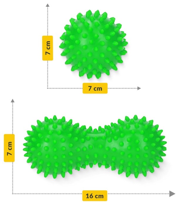 Массажный мяч двойной с шипами 4FIZJO Spike+ 7 x 16 см Green (P-5905973403351)