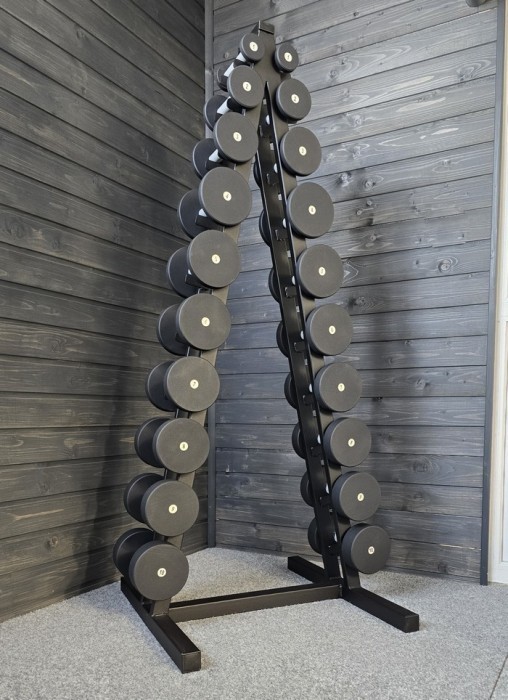 Ряд гантельний RN-Sport BLACK 1-10 кг зі стійкою, укр, укр