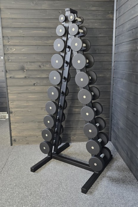 Ряд гантельний RN-Sport BLACK 1-10 кг зі стійкою