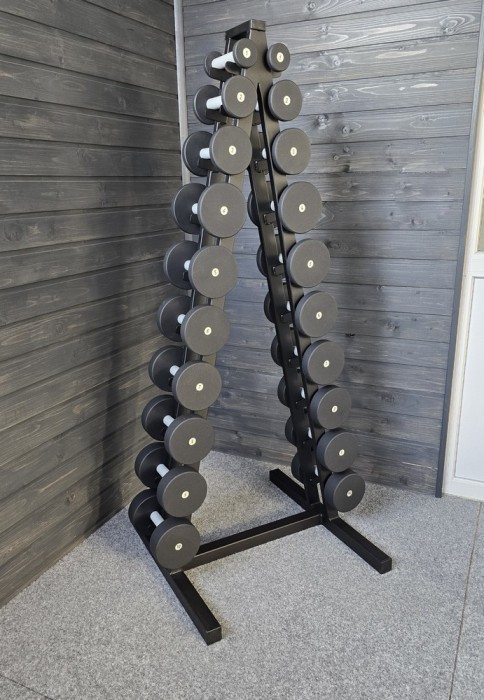 Ряд гантельний RN-Sport BLACK 1-10 кг зі стійкою