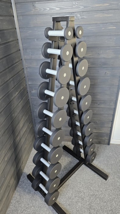 Ряд гантельний RN-Sport BLACK 1-10 кг зі стійкою