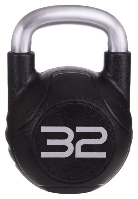 Гиря цельная с полиуретановым покрытием и хромированной ручкой Zelart TA-2681-32 32кг (MD2220-32) (металл, PU, черный)