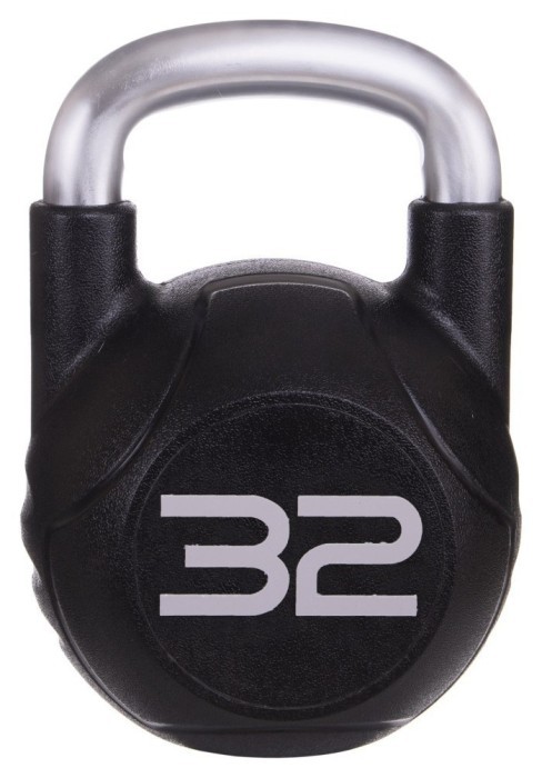 Гиря цельная с полиуретановым покрытием и хромированной ручкой Zelart TA-2681-32 32кг (MD2220-32) (металл, PU, черный)