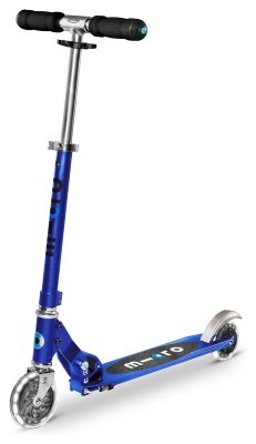 Самокат MICRO серии "Sprite LED" - САПФИРОВЫЙ СИНИЙ (сложный, до 100 кг (kg), двухколесный, свет)